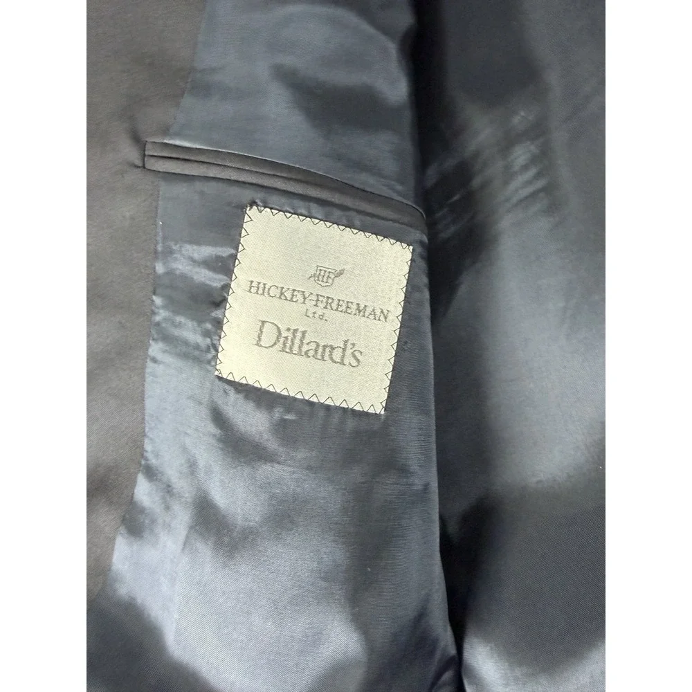 Hickey Freeman Ltd. Dillards 42 R Black Blazer 2 Button Closure 100% Wool USA